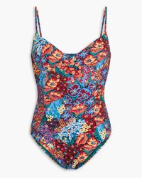 Onia Floral-print swimsuit - Blue Blue