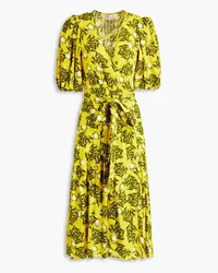 Diane von Furstenberg Elektra printed jacquard midi wrap dress - Yellow Yellow