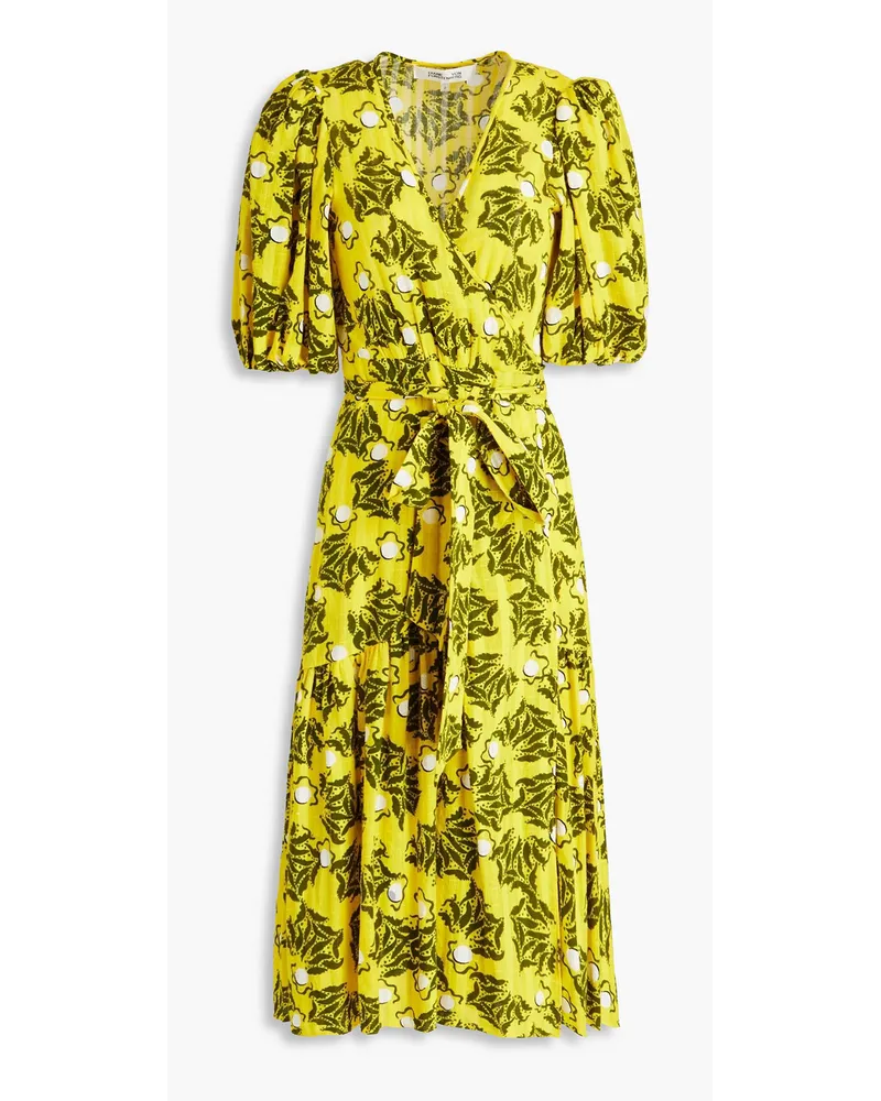 Diane von Furstenberg Elektra printed jacquard midi wrap dress - Yellow Yellow