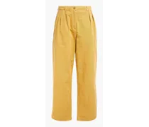 Cotton-twill wide-leg pants - Yellow