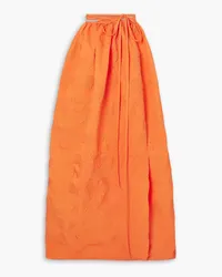 Christopher Esber Crinkled cloqué maxi wrap skirt - Orange Orange