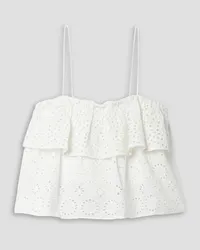 Alice + Olivia Alice Olivia - Marylynn cropped tiered broderie anglaise cotton top - White White