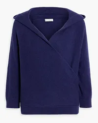 Brunello Cucinelli Wrap-effect ribbed cashmere hooded sweater - Blue Blue