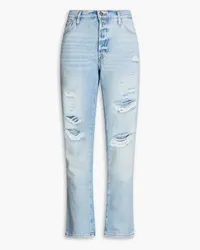 Frame Denim Le Slouch distressed high-rise straight-leg jeans - Blue Blue