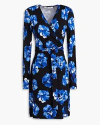 Diane von Furstenberg Julian floral-print silk-jersey mini wrap dress - Blue Blue