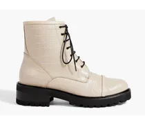 Bryce 20 croc-effect leather combat boots - White