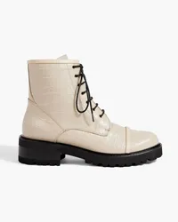 Malone Souliers Bryce 20 croc-effect leather combat boots - White White