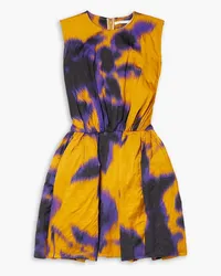 Jason Wu Printed crinkled-sateen mini dress - Yellow Yellow