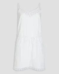 Charo Ruiz Crocheted lace-trimmed cotton-blend playsuit - White White