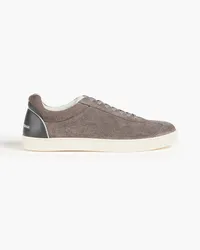 Dolce & Gabbana Leather-trimmed suede sneakers - Gray Gray