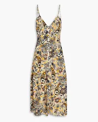 ba&sh Robe Baila gathered jacquard midi dress - Yellow Yellow