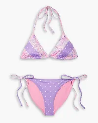 LoveShackFancy Harbor printed triangle bikini - Purple Purple