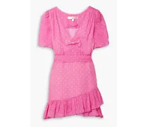 Azreal belted ruffled polka-dot crepe de chine mini dress - Pink