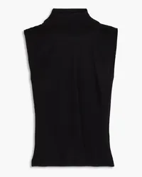 IRO Cropped ribbed wool turtleneck top - Black Black