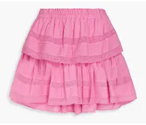 Tiered ruffled cotton mini skirt - Pink