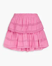 LoveShackFancy Tiered ruffled cotton mini skirt - Pink Pink