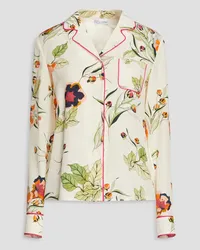 RED Valentino Floral-print silk-crepe shirt - White White