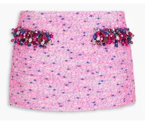 Embellished wool-blend bouclé-tweed mini skirt - Pink