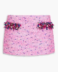 Area Embellished wool-blend bouclé-tweed mini skirt - Pink Pink