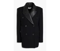 Double-breasted wool-blend felt coat - Black