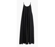 Gathered linen maxi dress - Black