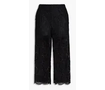 Cotton-blend corded lace culottes - Black