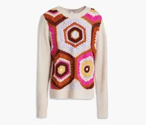 Crochet-knit cashmere sweater - Neutral