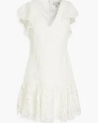 Monique Lhuillier Gathered guipure lace mini dress - White White