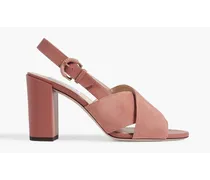 TOD'S Leather and suede slingback sandals - Pink Pink