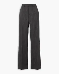 Alessandra Rich Striped wool-blend straight-leg pants - Gray Gray