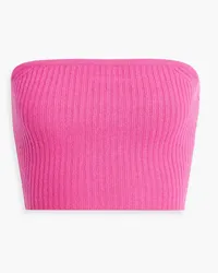 LAPOINTE Strapless cropped ribbed cashmere top - Pink Pink