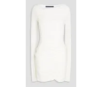 Ruched stretch-crepe mini dress - White