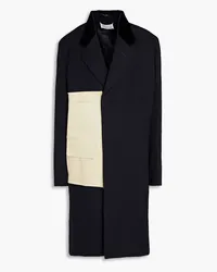 Maison Margiela Velvet-trimmed two-tone twill coat - Blue Blue