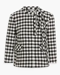 RED Valentino Bow-detailed gingham wool-blend jacket - Black Black