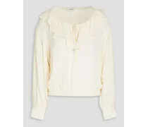 Tino ruffled crepe de chine blouse - White