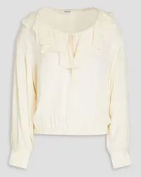 Sandro Ruffled crepe de chine blouse - White White