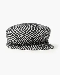 Eugenia Kim Sabrina chain-embellished printed wool-felt cap - Black Black