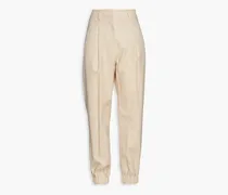 Pleated wool tapered pants - Neutral