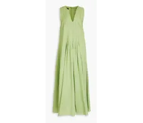 Pleated linen midi dress - Green