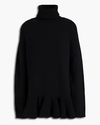 RED Valentino Ruffled ribbed-knit turtleneck sweater - Black Black