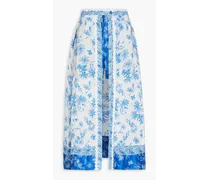 Albertville layered floral-print slub woven shorts - Blue