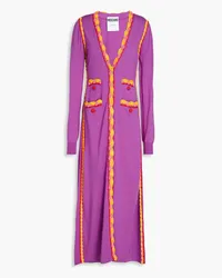 Moschino Crochet-trimmed wool midi dress - Purple Purple