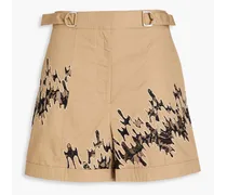 Lace-trimmed cotton shorts - Neutral