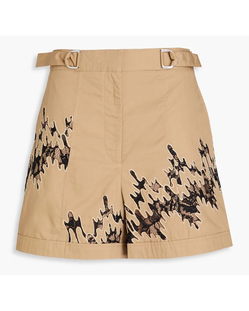 3.1 phillip lim Lace-trimmed cotton shorts - Neutral Neutral