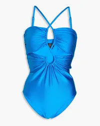 Pat Bo Jasmine lace-up cutout swimsuit - Blue Blue