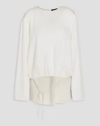 Theory Gathered silk crepe de chine blouse - White White