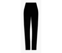 Velvet straight-leg pants - Black