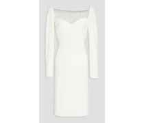 Laura chain-embellished ribbed jersey dress - White