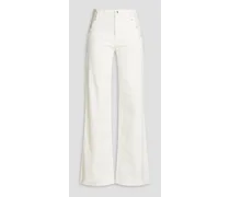 Luanne bead-embellished cotton-blend wide-leg pants - White