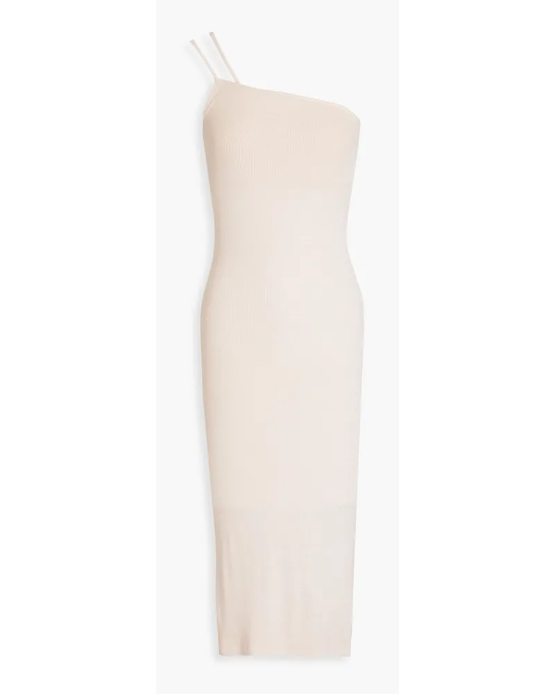 Enza Costa One-shoulder ribbed jersey midi dress - Neutral Neutral